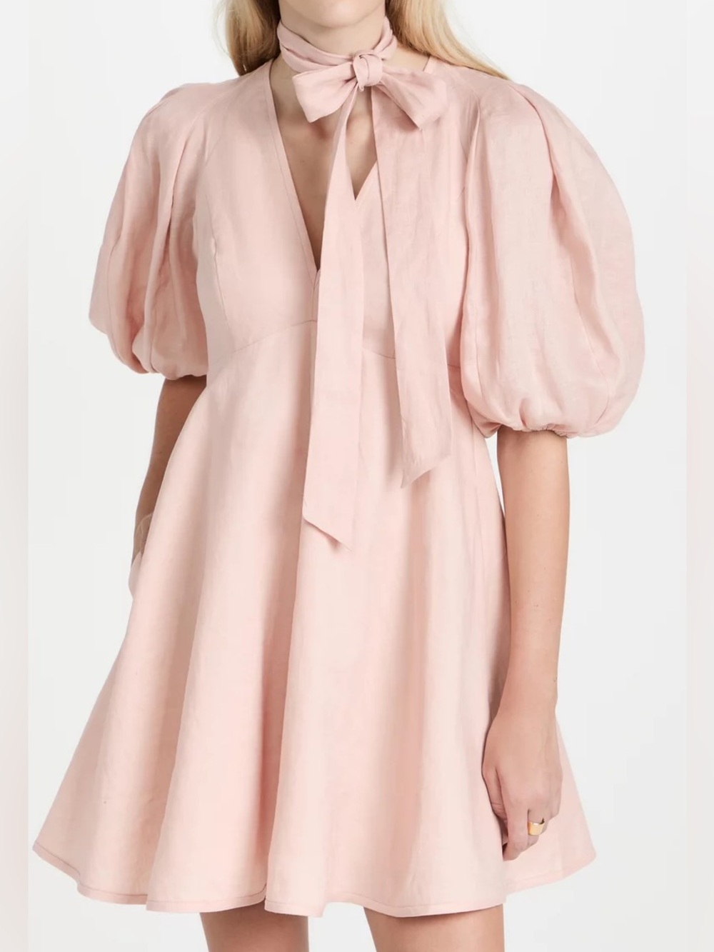 ZIMMERMANN Dancer Day Short-Blouson Sleeve Fit-and-Flare Mini Dress